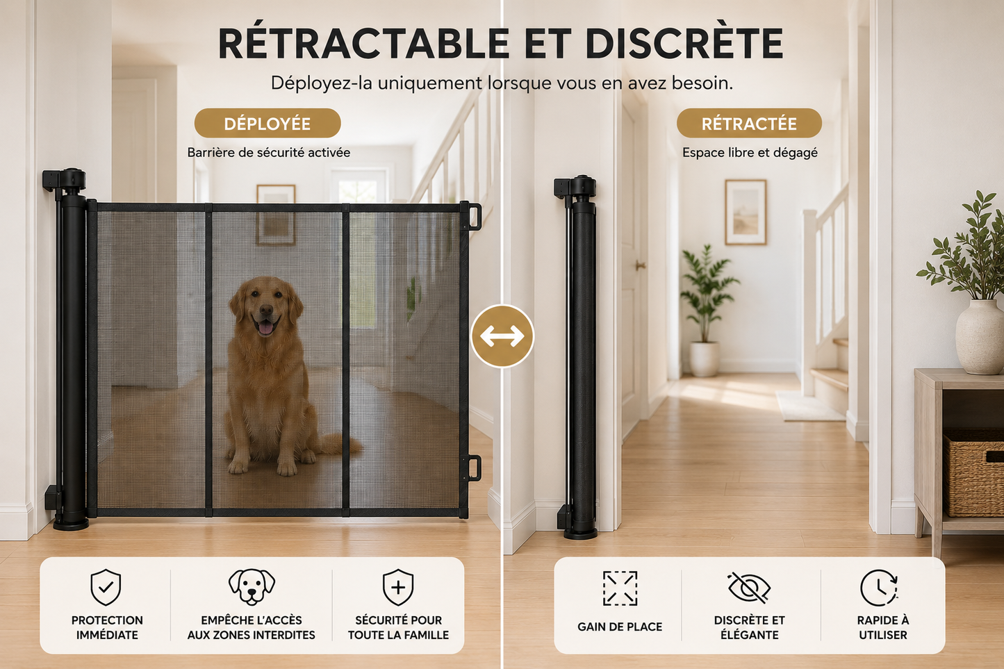 Barrière Rétractable de Sécurité pour Chien