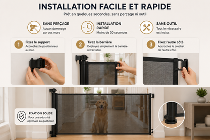 Barrière Rétractable de Sécurité pour Chien