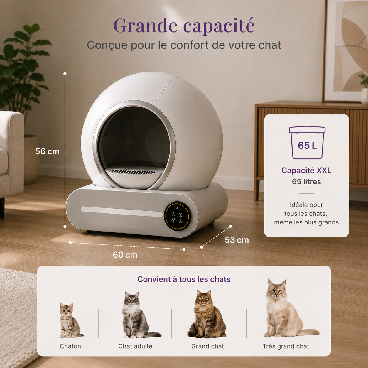 Litière Automatique Autonettoyante pour Chat – Propre Sans Effort