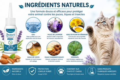 Puces et Tiques Éliminées en 24h - Lotion Naturelle Chien et Chat