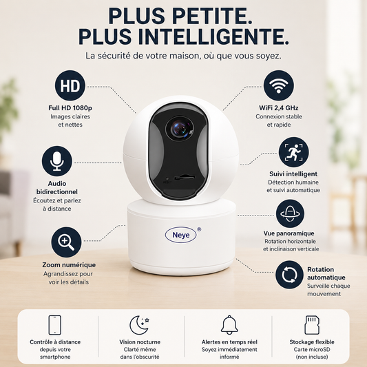 Caméra de Surveillance WiFi 360° – Suivi Intelligent & Vision Nocturne