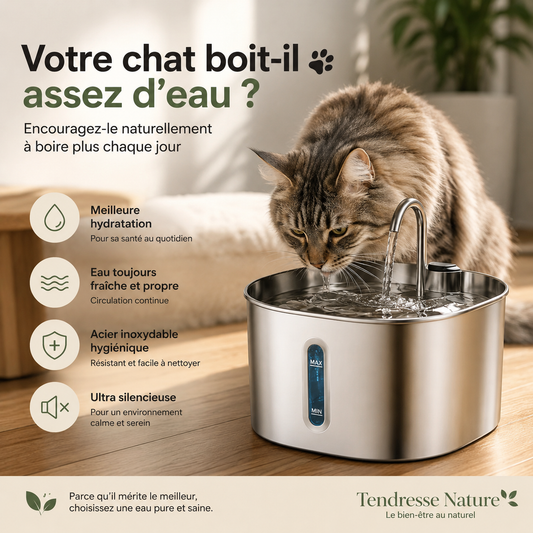 Fontaine à Eau Premium en Acier Inoxydable pour Chat | 2,2 L