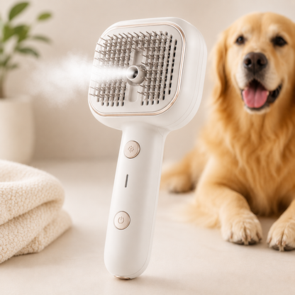 Brosse Anti-Poils Premium pour Chien | Spray Intégré & Autonettoyante