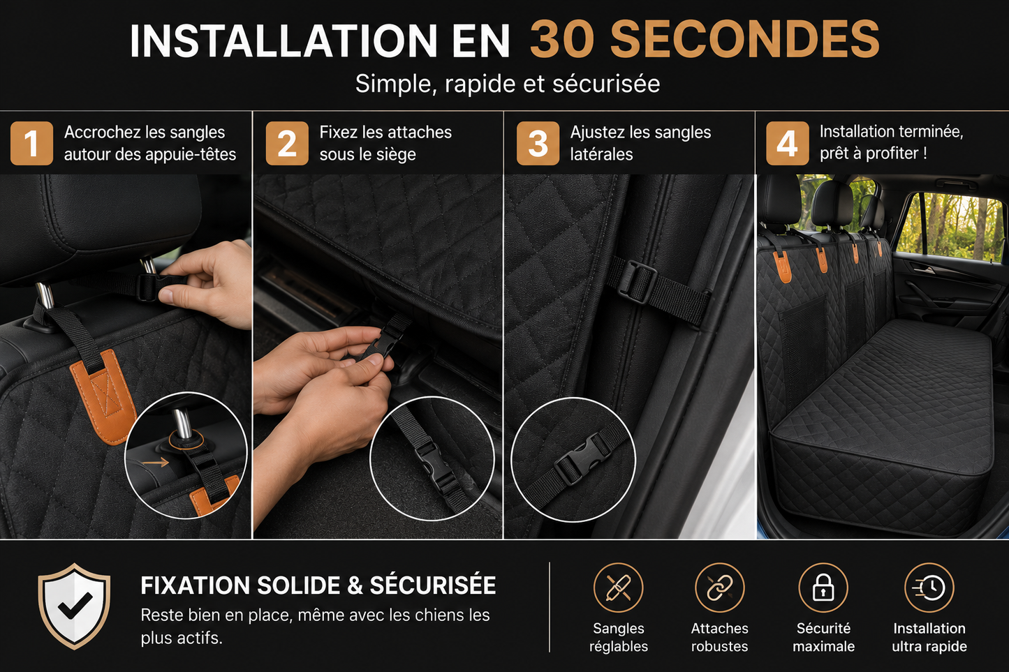 Housse de Siège Auto Imperméable pour Chien – Protection Complète Banquette Arrière