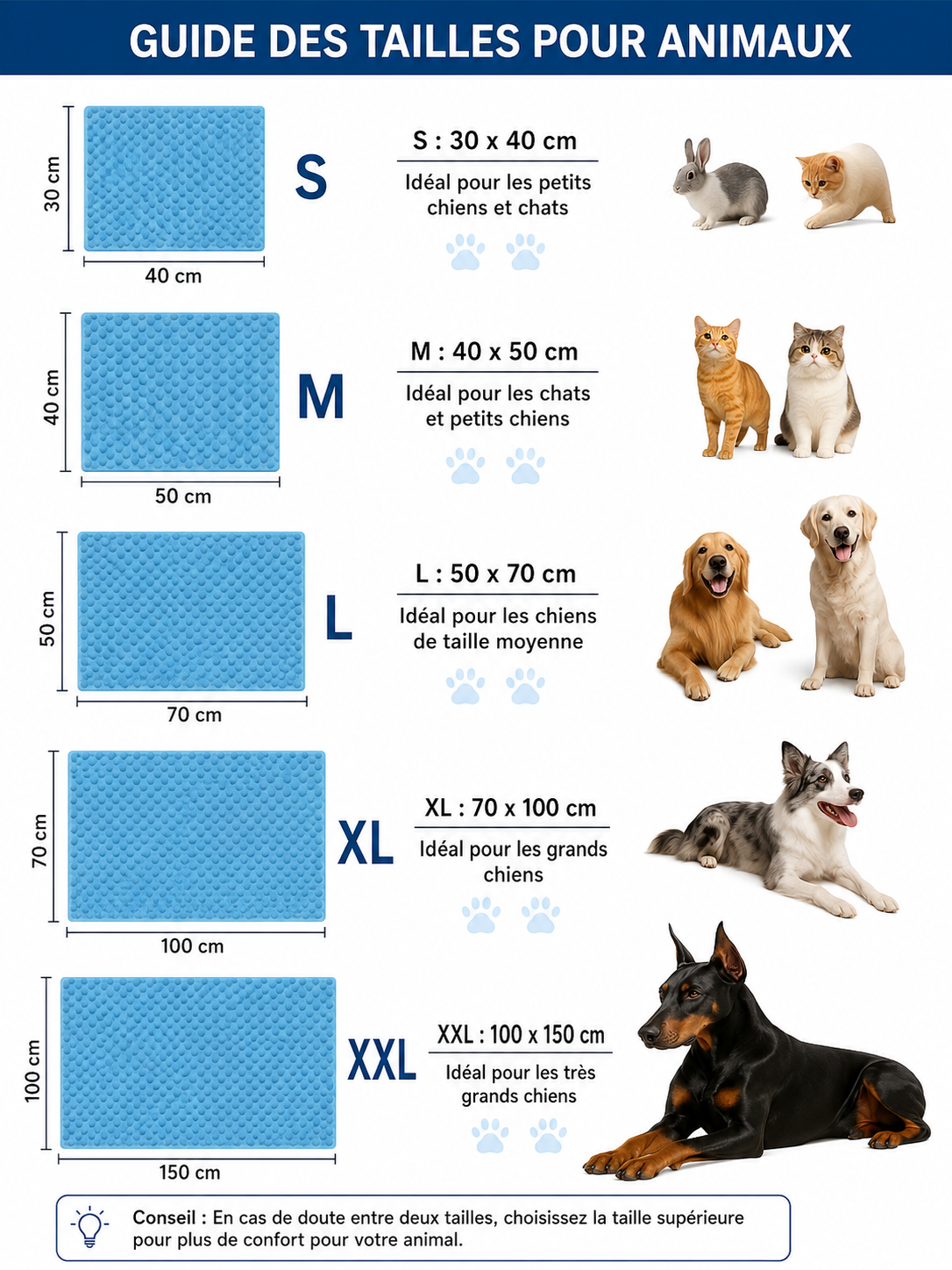 Tapis Rafraîchissant Chien & Chat — Soie Glacée, Antidérapant, Lavable