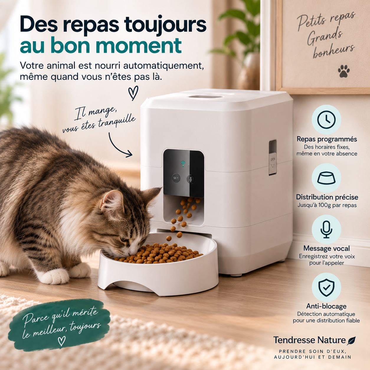 Distributeur Automatique de Croquettes WiFi 3,5L – Chat & Chien