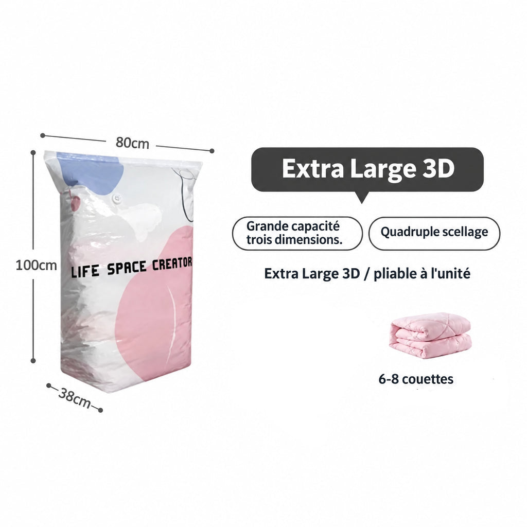 Sacs de rangement sous vide sans pompe