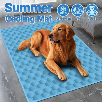 Tapis Rafraîchissant Chien & Chat — Soie Glacée, Antidérapant, Lavable