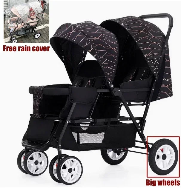 Compact double stroller