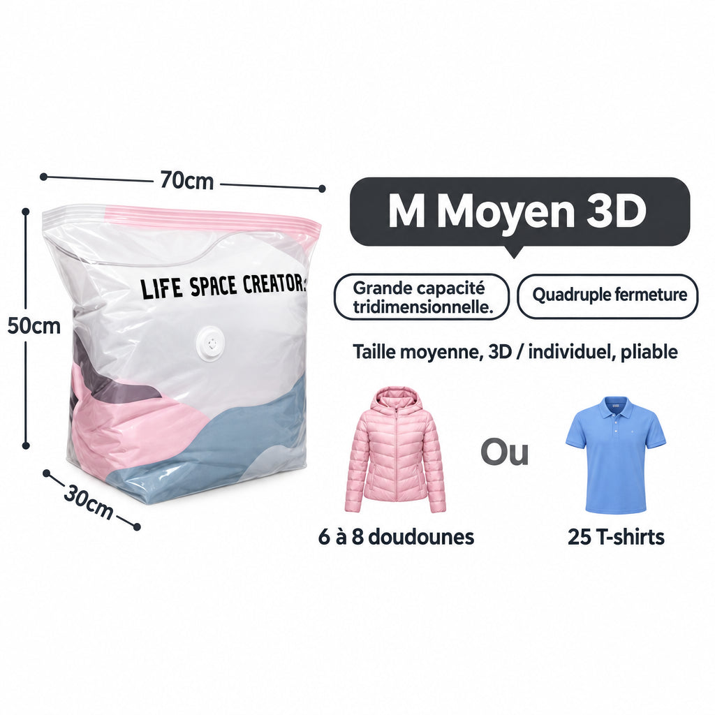 Sacs de rangement sous vide sans pompe