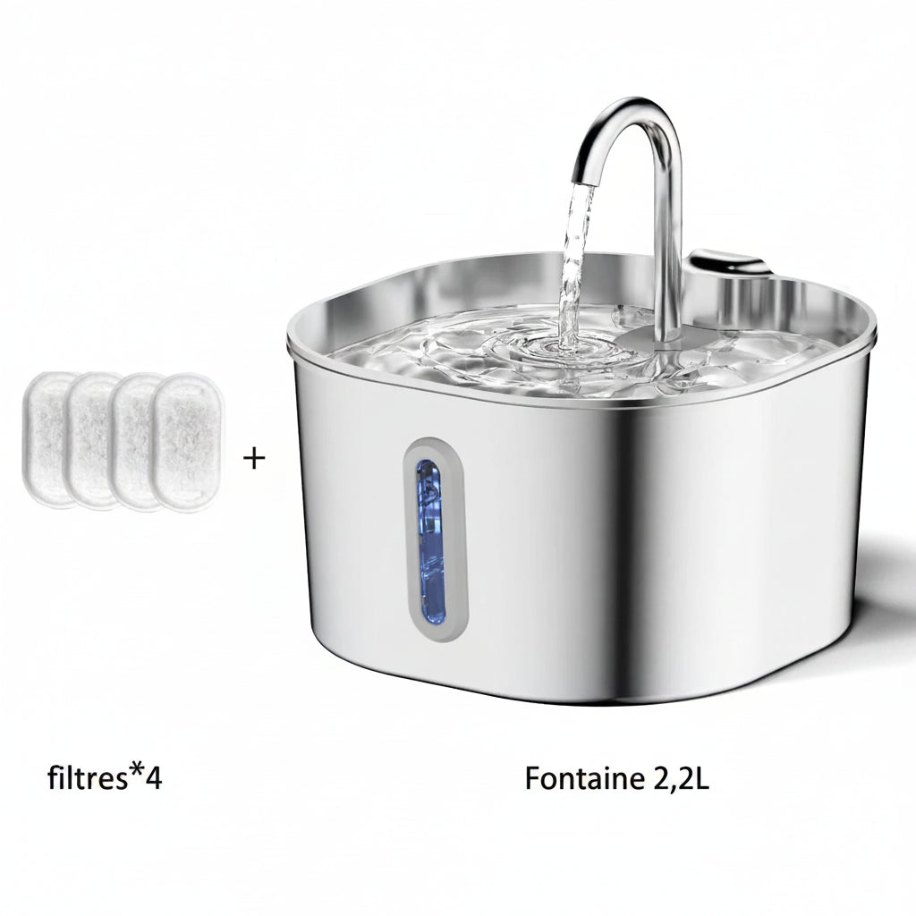 Fontaine à Eau Premium en Acier Inoxydable pour Chat | 2,2 L