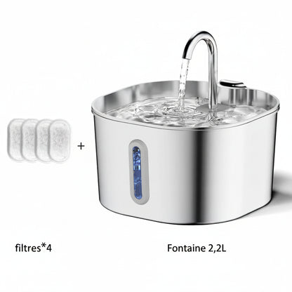 Fontaine à Eau Premium en Acier Inoxydable pour Chat | 2,2 L
