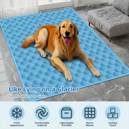 Tapis Rafraîchissant Chien & Chat — Soie Glacée, Antidérapant, Lavable