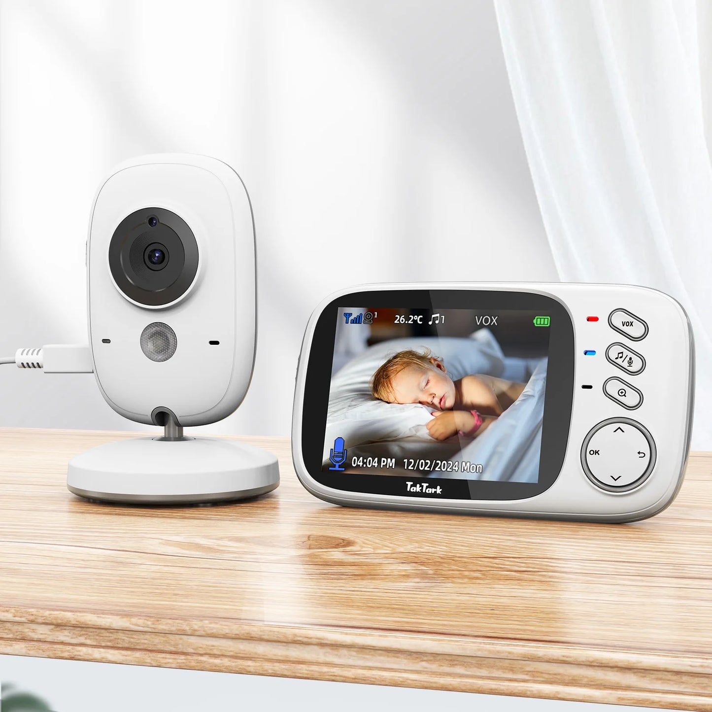 Moniteur Vidéo Bébé Sans Fil – Vision Nocturne, Température & Berceuses