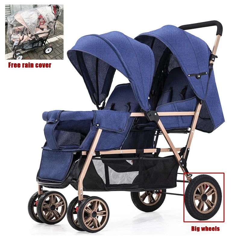 Compact double stroller