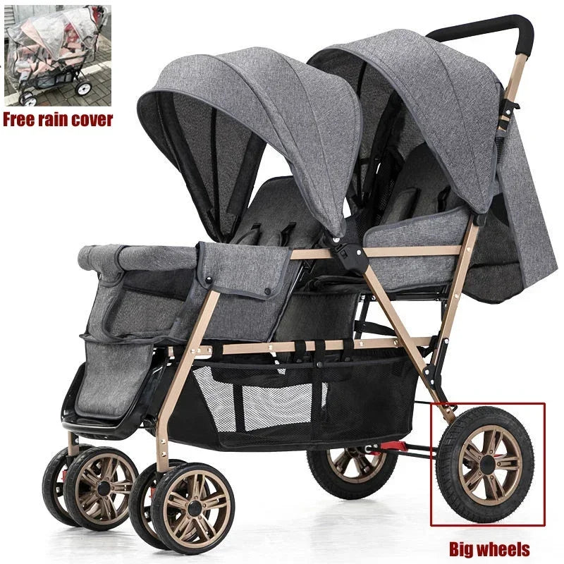 Compact double stroller