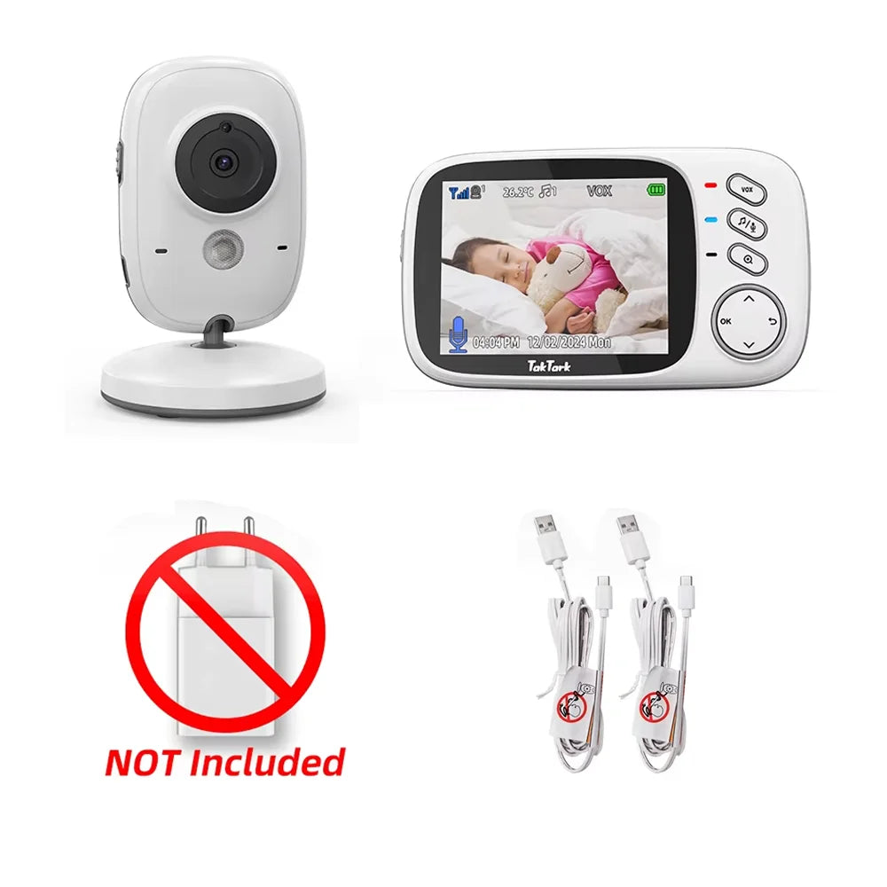 Moniteur Vidéo Bébé Sans Fil – Vision Nocturne, Température & Berceuses