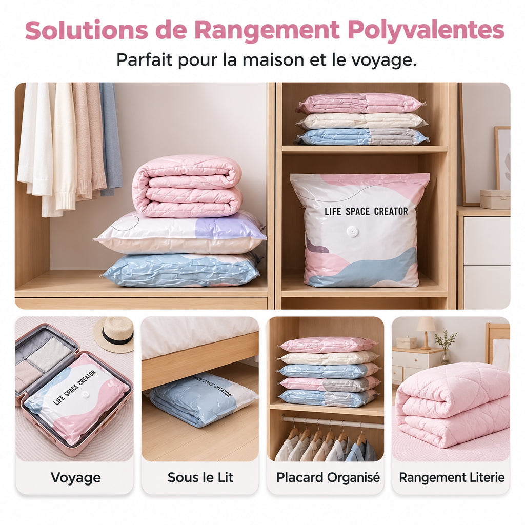 Sacs de rangement sous vide sans pompe