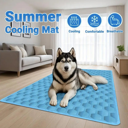 Tapis Rafraîchissant Chien & Chat — Soie Glacée, Antidérapant, Lavable